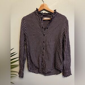 Simons Black and White Plaid Button Down Shirt